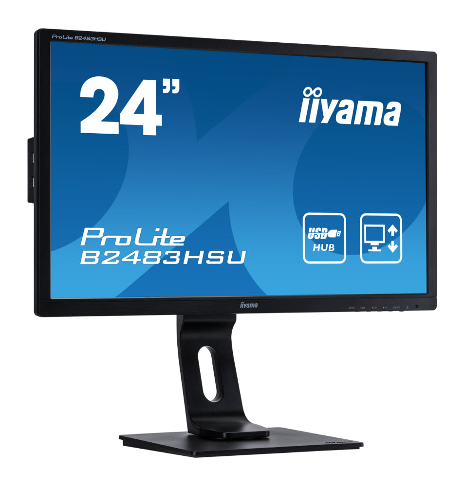 Iiyama ProLite B2483HSU-B1DP zwart 24 inch Full HD 1920x1080 VGA DVI DisplayPort Hoogte verstelbaar