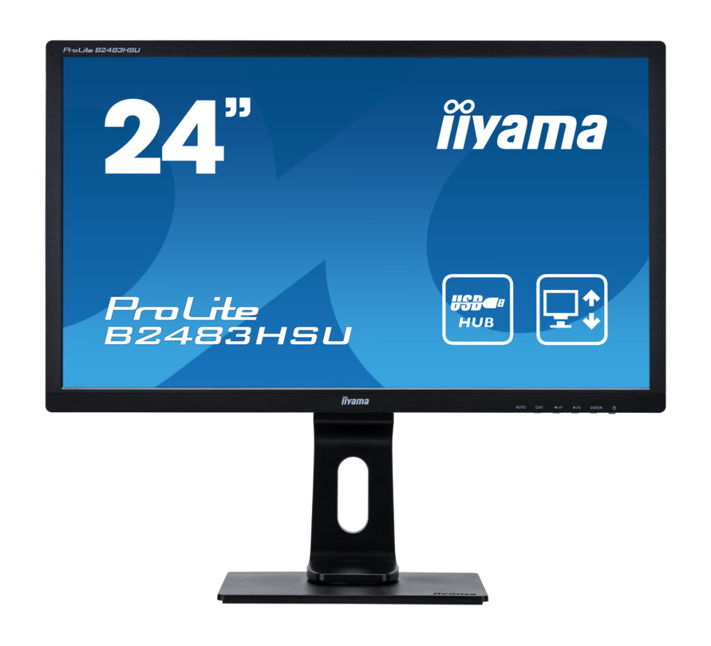 Iiyama ProLite B2483HSU-B1DP zwart 24 inch Full HD 1920x1080 VGA DVI DisplayPort Hoogte verstelbaar