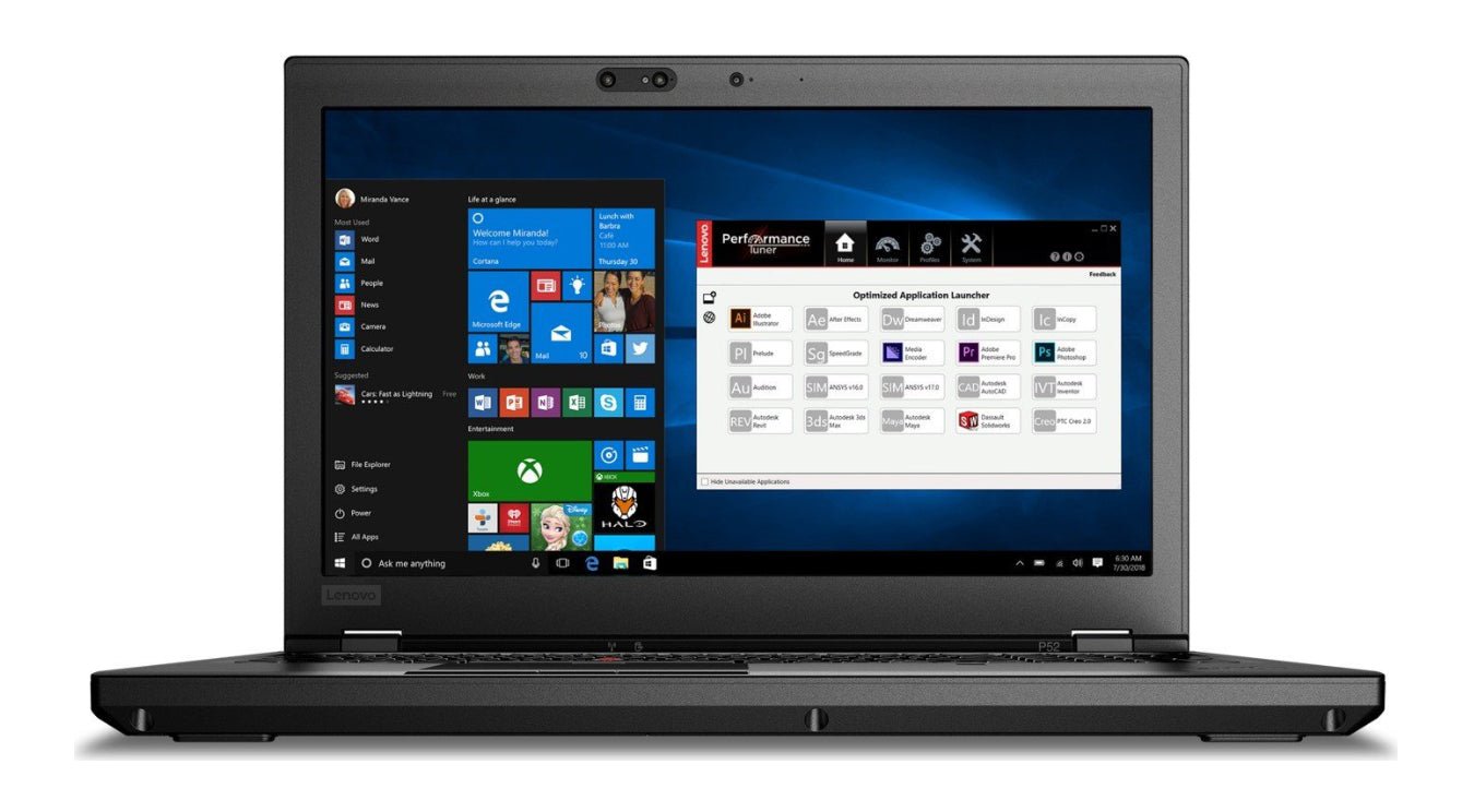 Lenovo ThinkPad P52 15,6 Zoll 3840x2160 4K UHD Intel Core i7 512GB SSD 32GB Windows 11 Pro Nvidia Quadro refurbished